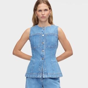 ALIGNE Duke Denim Waistcoat Vest Button Front Pockets Sleeveless Women Sz US 18